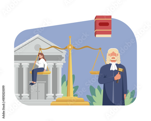 Law Books and Justice Scale Illustration