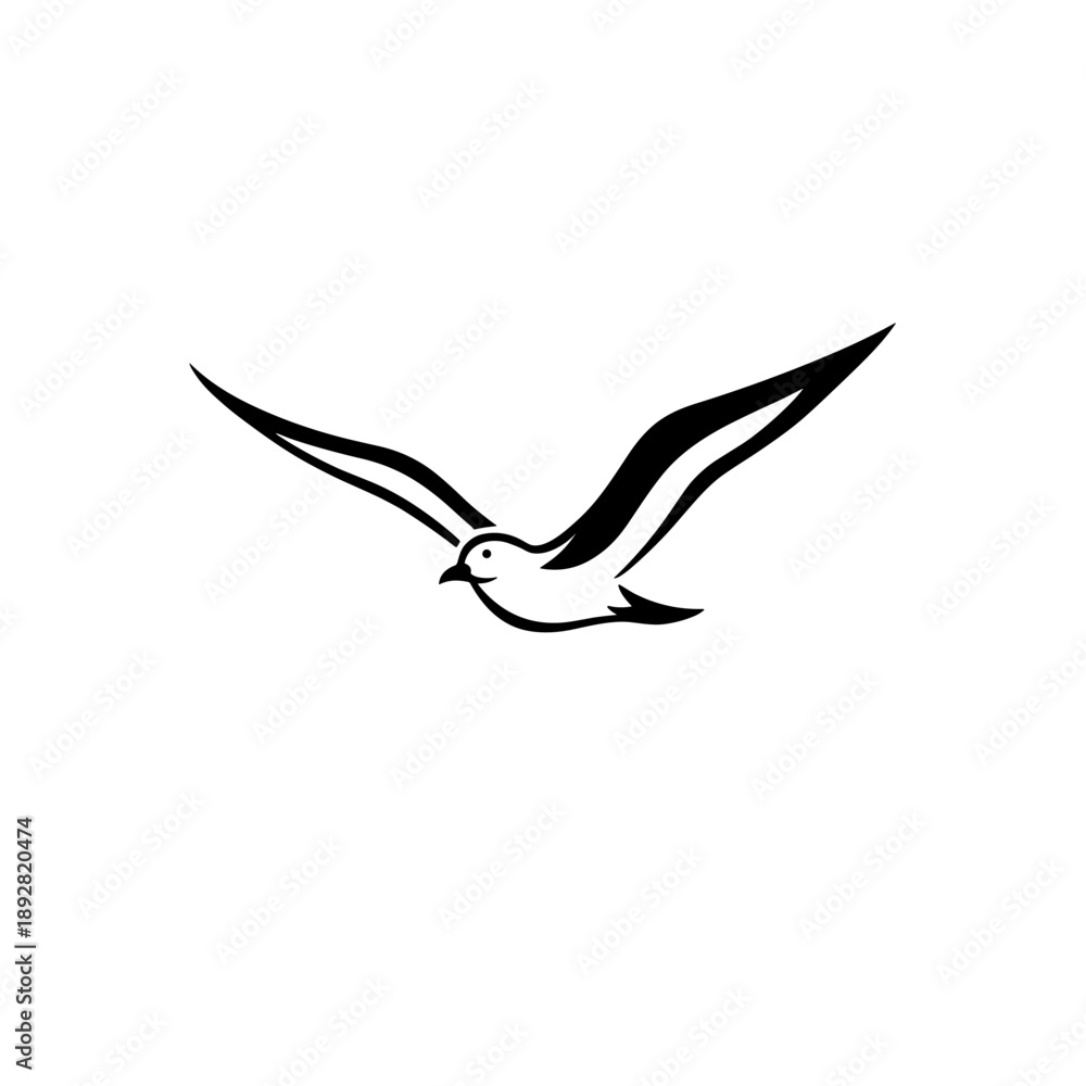 Obraz premium Albatross. Albatross simple black and white line art vector logo