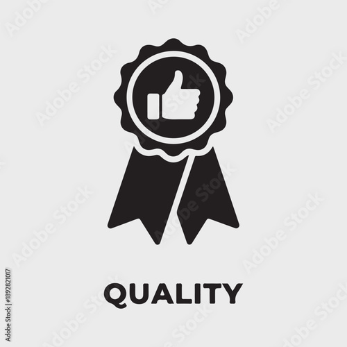 Quality Icon: A simple yet impactful icon of a seal, with a thumbs-up gesture, symbolizing approval, excellence, and high standards. This graphic is ideal for representing premium quality, assurance.