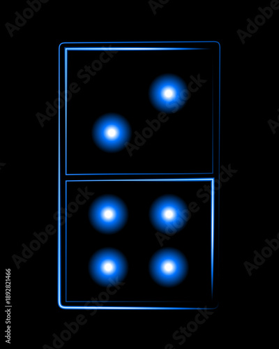 Vector isolated illustration of dominoes with neon effect.