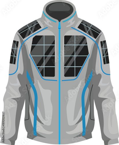 Futuristic solar powered jacket concept illustration
