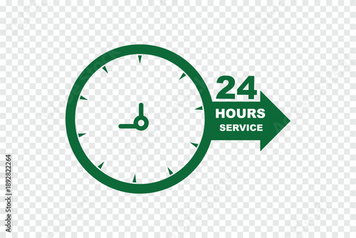 24/7 set icons . 24 hours 7 days in week service . Always open icon