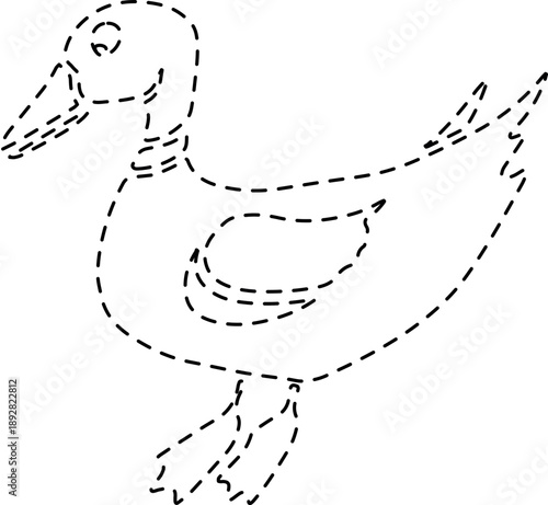 Vector isolated illustration of an exercise for developing writing skills. Preschoolers task to trace a poultry.