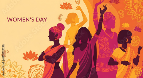 International Women's Day celebrating the strength and empowerment of women with cultural motifs