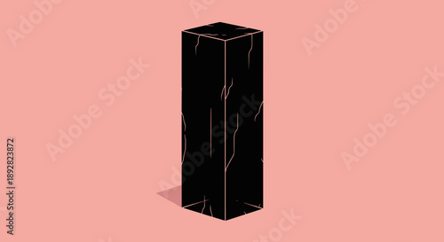 Abstract Black Rectangular Prism Object.