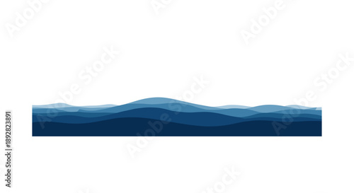 Abstract Blue Ocean Waves Graphic Design.