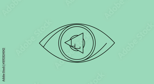 Abstract Eye Symbol with Play Button Icon Inside.