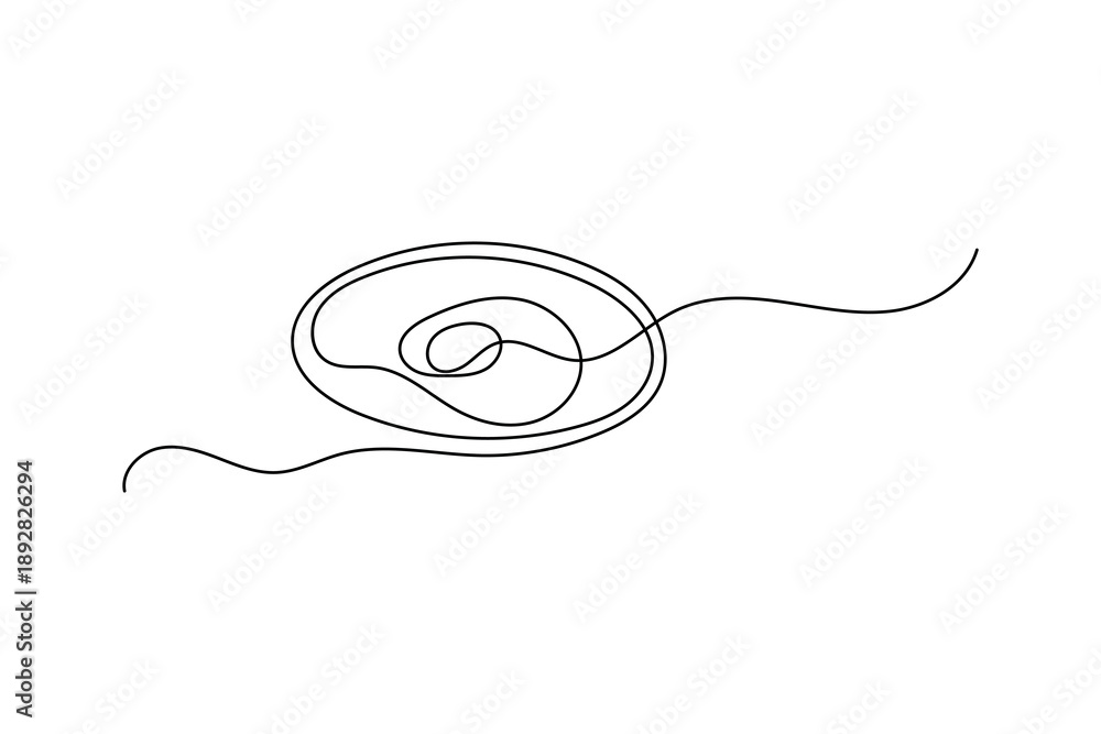 Obraz premium Fried Egg Continuous One Line Minimalist Outline Drawing Vector Illustration