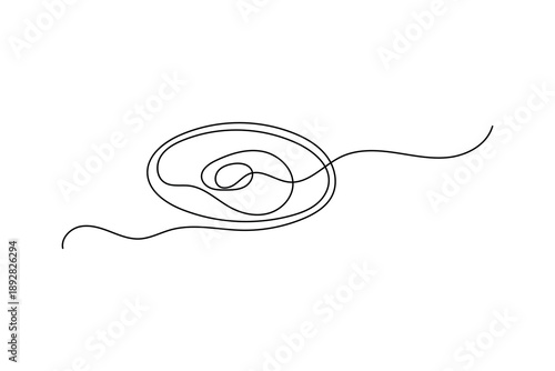 Fried Egg Continuous One Line Minimalist Outline Drawing Vector Illustration