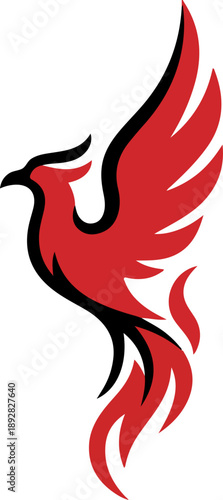 Red phoenix mascot vector for sports branding and mythical bird logos