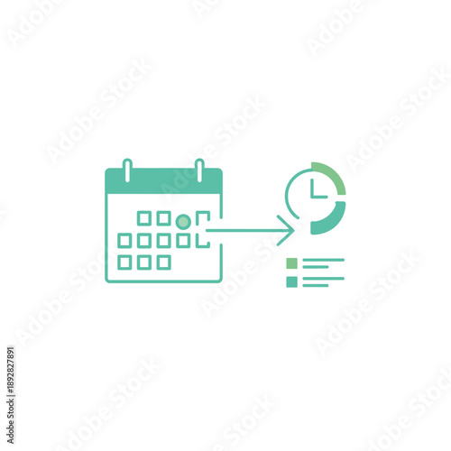 Calendar event reminder with clock icon and task list, symbol for scheduling and time management