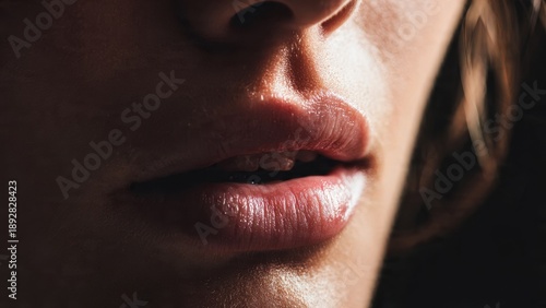Close-up of sensuous mouth of woman