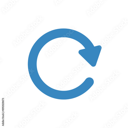 Simple blue circular arrow symbol illustrating the concept of refresh, reload, update, or repeat in user interface design