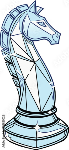 Geometric knight chess piece illustration