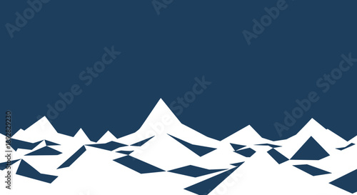 Abstract Geometric Snow Capped Mountain Peaks Landscape.