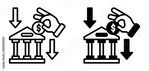 Cash Deposit Icon Collection line & Mixed Style icon  