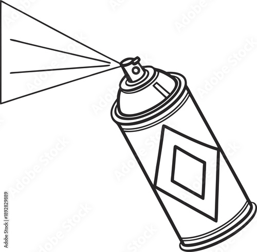 Vibrant spray can in action, spraying liquid with dynamic movement
