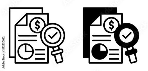 Financial Audit Icon Collection line & Mixed Style icon  