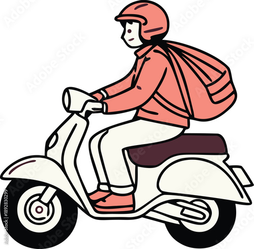 Food delivery rider on scooter, ready to bring food to hungry customers quickly and efficiently.