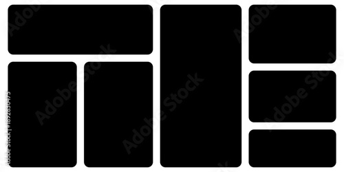 Photo collage template 7 pictures blank for album, moodboard, bendo graphic design