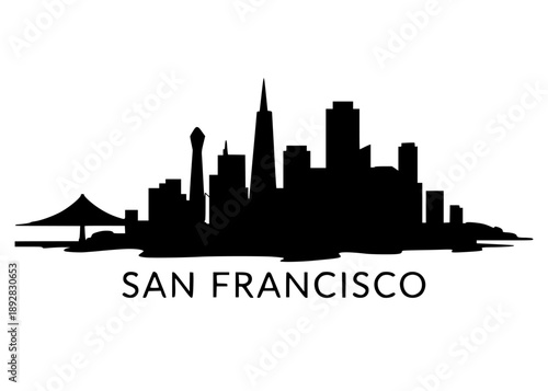 San Francisco  silhouette  skyline illustration, capacity line art, Seattle San Francisco skyline.