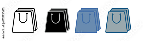 
shopping icon set multiple style collection with three shopping bag designs