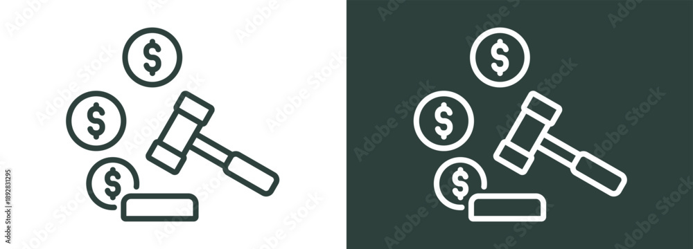 Fototapeta premium Auction Icon White and Black Style Of