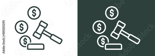 Auction Icon White and Black Style Of