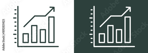 Chart Icon White and Black Style Of