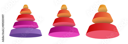 Pyramid infographic set 3d style for theory basic operation, presentation, start up project, business strategy, logic analysis