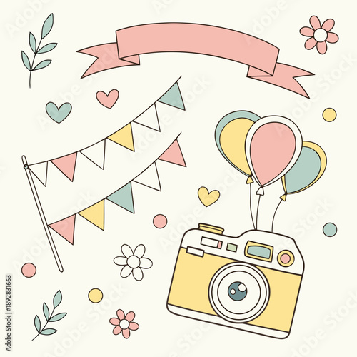 Decorative scrapbook elements pack featuring stylish frames and stickers, ideal for adding a creative touch to journals and crafts.