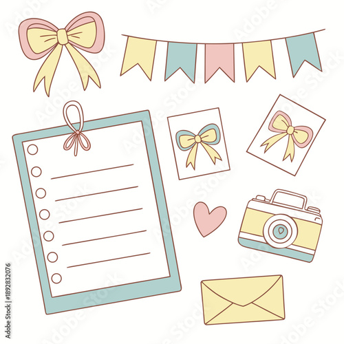 Scrapbook pastel sticker elements featuring decorative labels and frames, perfect for adding a soft, artistic touch to crafts and journaling.