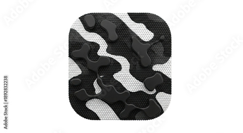 3D Abstract Black and White Camouflage Pattern