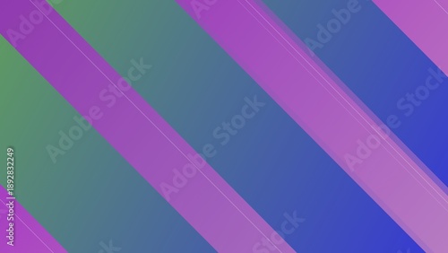 Vibrant diagonal stripes of purple and green create a dynamic abstract background.
