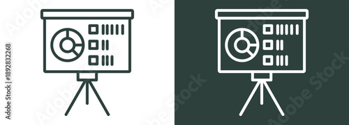 Presentation Icon White and Black Style Of
