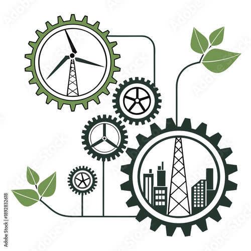 Green energy gears city turbines industrial