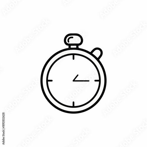 Stopwatch icon in simple design, black and white outline style