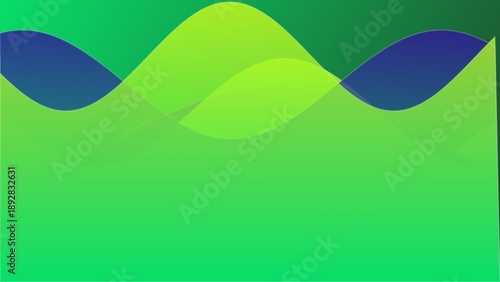 Abstract flowing waves of vibrant green and blue create a dynamic and modern background.