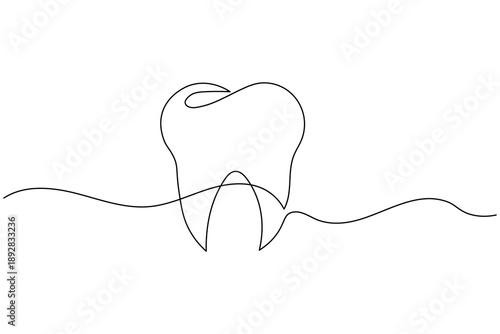 Tooth continuous one line drawing minimalist dental vector, perfect for dental clinic branding, minimalist logos, and healthcare vector designs. 