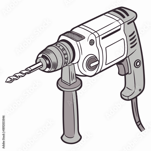 Electric drill in use Vector