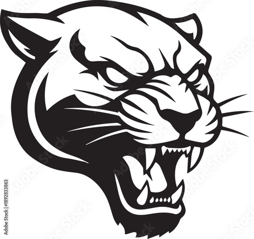 Aggressive black panther mascot vector for sports logos and vinyl decals