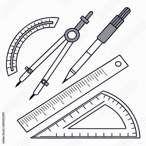 Collection of drafting tools Vector