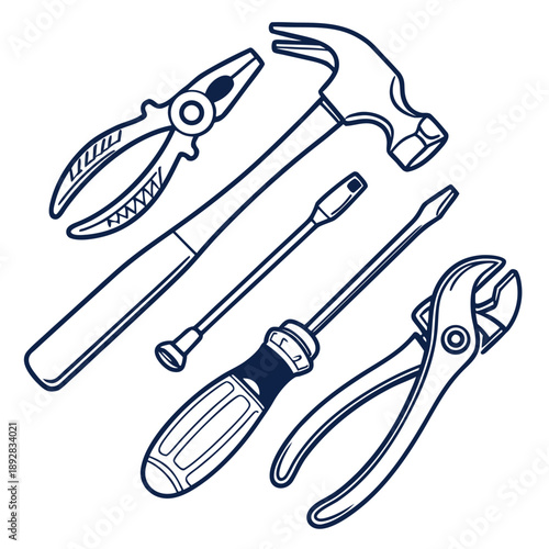 Assorted hand tools Vector