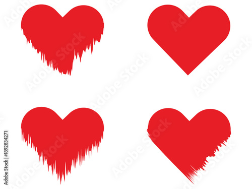 Distressed Red Hearts Collection with Brush Stroke Edges