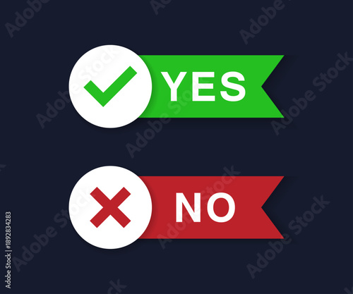Yes and No Checkmark and Cross Icons for Decision Making