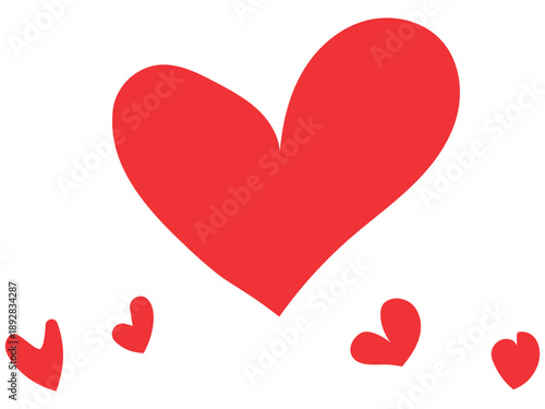 Hand-Drawn Red Hearts for Love and Affection