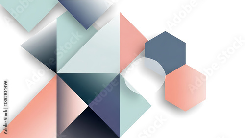 Abstract Geometric Mosaic Background with Triangles and Hexagons in Pastel Tones