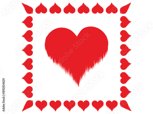Romantic Red Heart with Decorative Border