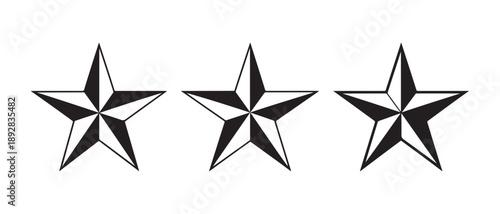 Star Rating Icons Set Isolated on White Background, Black and White.