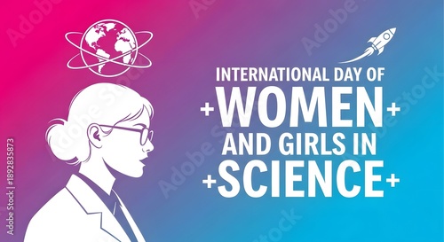 International day of women and girls in science poster with a woman in profile